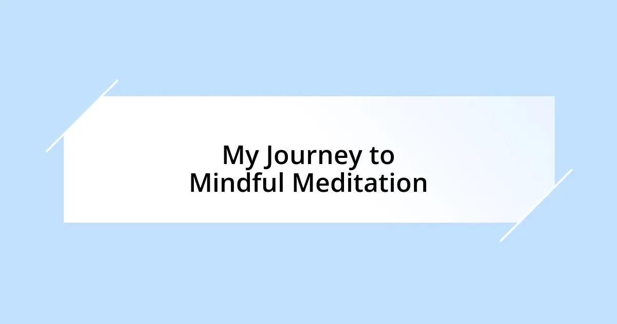 My Journey to Mindful Meditation